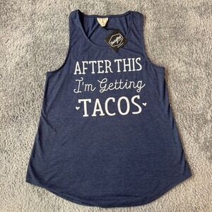 Daisy Rae Womens After This Im Getting Tacos Tank Top Small Navy Graphic Tee